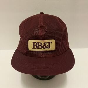 Vintage 80s BB&T K-Brand Burgundy All Mesh Snapback Hat